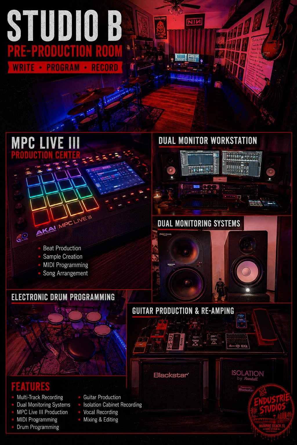 Studio B — Pre-Production Room infographic